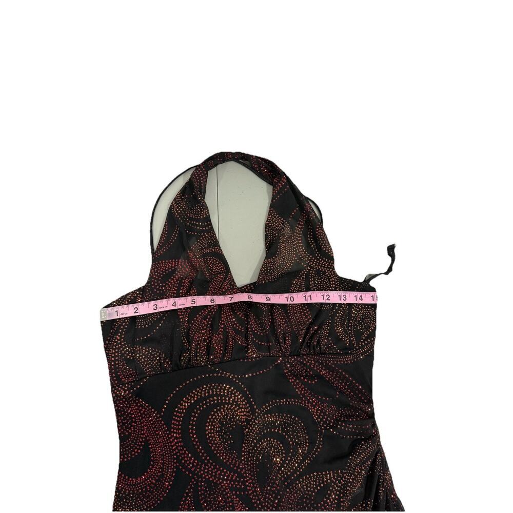 Taboo Black Red Glitter Halter Dress Gown Whimsigoth Y2K Dark Fairycore Size L - Picture 8 of 8